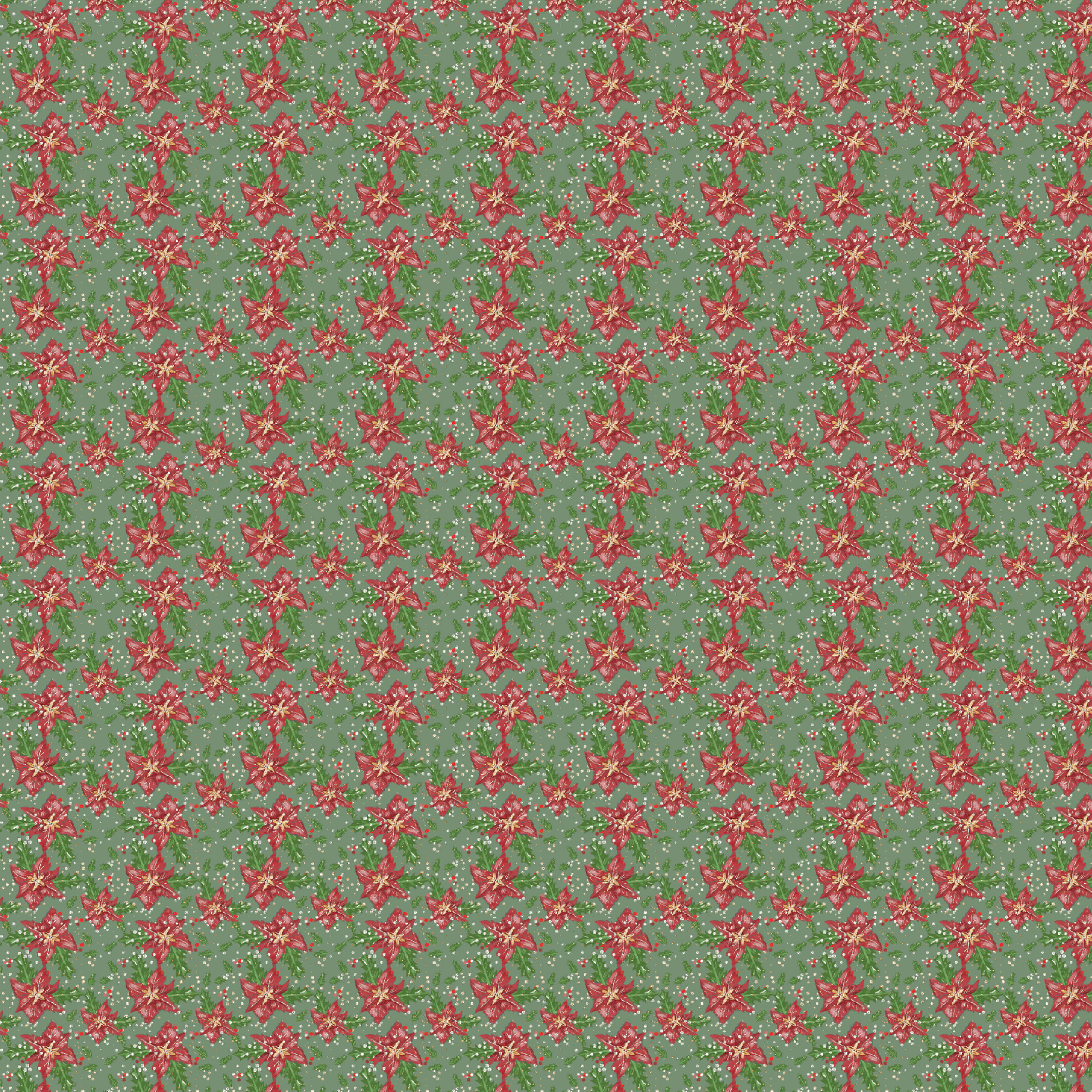 P1192 | Pointsettia On Green Pattern Acrylic Sheets - CMB Pattern Acrylic
